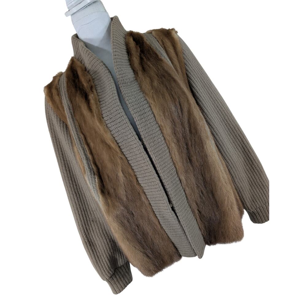 VINTAGE FURS BY DON! STUNNING GENUINE MINK & TAUPE TAN WOOL SWEATER JACKET! LP
